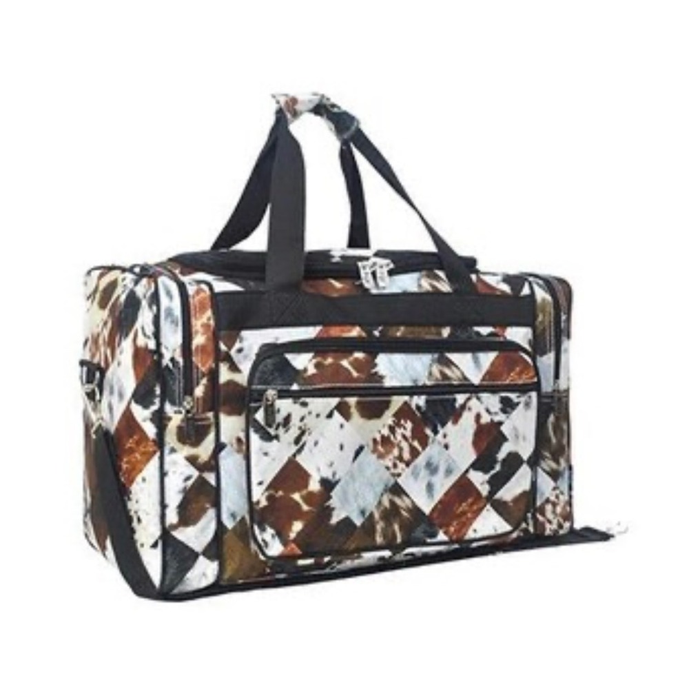 N.G.I.L. Duffel Bag Unisex Large Multi Cow Print Western Patchwork 
Cowgirl New